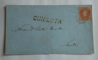 Chile 1856 Estanco – Yv 5 – 5 C.  Red On Letter Dated 1861 – Black Mark Quillota