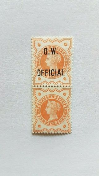 Rare Pair Gb Queen Victoria O.  W.  Officials Stamp Sgo31 Sg O31 Qv Error