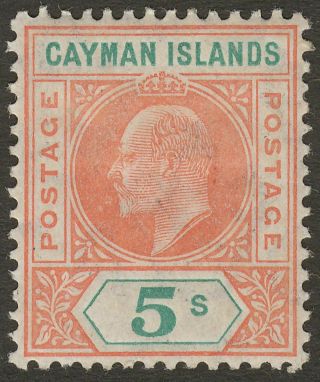 Cayman Islands 1907 Kevii 5sh Salmon And Green Sg16 Cat £200