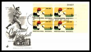 Mayfairstamps Us Fdc 1969 Baseball Plate Block Art Craft First Day Cover Wwb3342