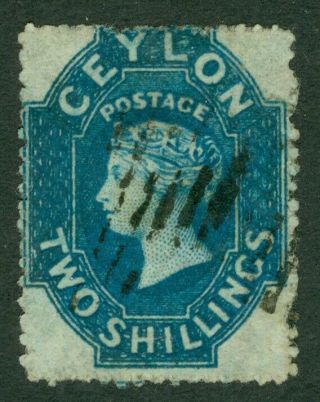 Sg 37a Ceylon 2/ - Deep Dull Blue,  Rough Perf 14 - 15½.  Very Fine Cat £200