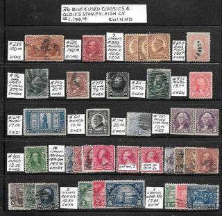 Usa 36 & Classic & Oldies Stamps.  High Cv $1,  199.  05.