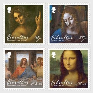 Gibraltar Ca 2019 Leonardo Da Vinci 500th Ann Mona Lisa Joconde Art Painting 4v