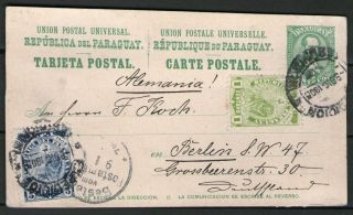 Paraguay (3986) : Postal Card H&g:9,  Sc.  84,  Sc.  86,  Dated Asuncion Dec - 9 - 1903