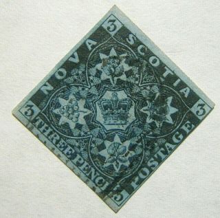 Canada Nova Scotia Stamp 1851 - 60 3d Crown Heraldic Flowers Scott 3 Sg2