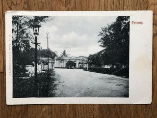Malaya Old Postcard Penang Street Scene Paquebot Singapore To France 1904