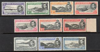 Ascension 1938 King George Vi Definitives - 10 Stamps From Set - Mounted