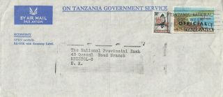 Tt4533 Tanzania Govt Service Late 1960s Official Overprinted Stamps Cover Air Uk