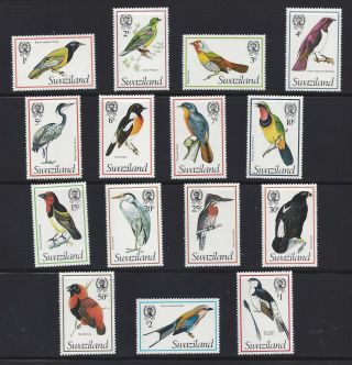 Swaziland 1976 Native Birds Set,  Scott 244 - 258 Mnh,  Scv $32
