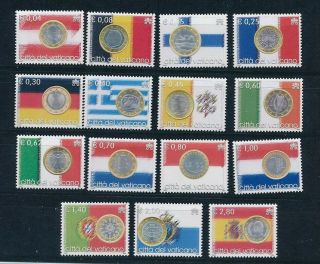 D271289 Euro Coins Flags On Stamps Mnh Vatican City