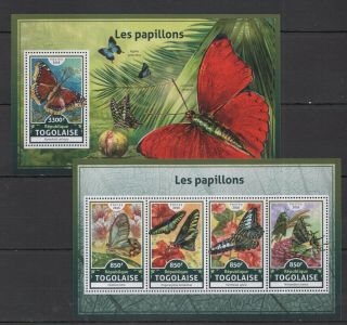 G538 2016 Togo Flora & Fauna Butterflies Les Papillons Kb,  Bl Mnh