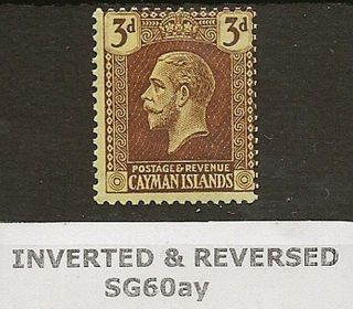 Cayman Islands 1921 - 26 Kgv 3d Inverted & Reversed Wmk Sg60ay Cat £160