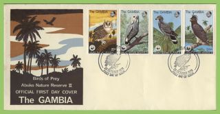 Gambia 1978 Birds Of Prey Set On First Day Cover