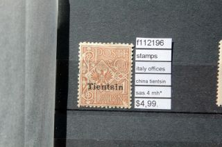 Stamps Italy Offices China Tientsin Sassone N°4 Mh (f112196)