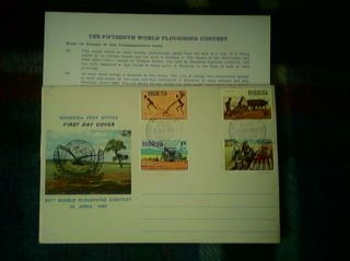 Rhodesia First Day Cover Xv World Ploughing Contest1968 - Uk Post - Bin £4.  99