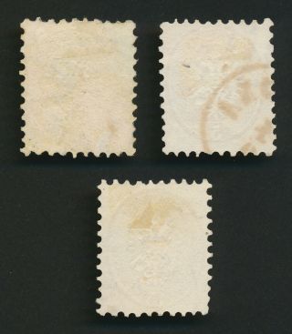 AUSTRIA LOMBARDY VENETIA STAMPS 1864 - 1865 2s,  5s & 15s PERF 9.  5 VFU 2