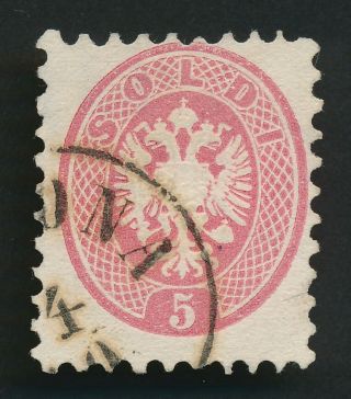 AUSTRIA LOMBARDY VENETIA STAMPS 1864 - 1865 2s,  5s & 15s PERF 9.  5 VFU 5