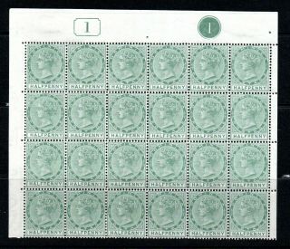 Dominica 1886 1/2d Green In Unmounted Block Of 24 With Margins Sg20