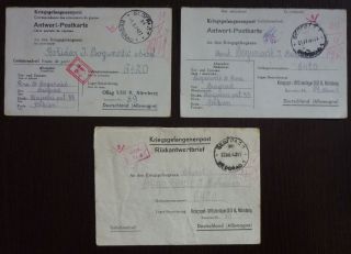 Wwii Germany - Serbia - 3 Pow Censored Letters Serbien Yugoslavia J6