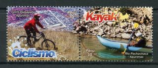 Peru 2017 Mnh Adventure Sports Cycling Kayaking 2v Set Bicycles Stamps