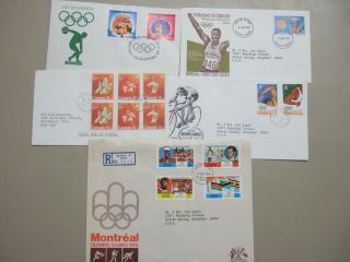 Five Fdc With Olympic Games 1976 Stamps.  One Registered