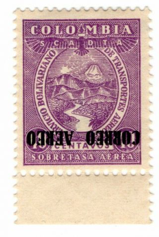 Colombia - Scadta - 40c Stamp W/ Inverted Overprint - Kessler 114a - 1932 Rrr