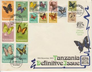 1973 Tanzania Butterflies Definitive First Day Cover - Tiny Toning Spot By 20c