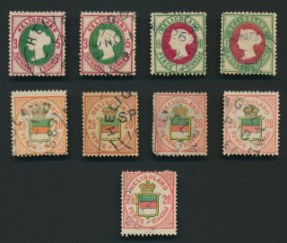 Rare Heligoland Stamps 1875 Sg 12/15 & 17,  Group,  Cancels
