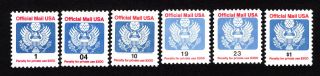 Usa 1985 - 88 Official Mail Stamps Scott 0138 - 0151 Mh/mnh Cv=7.  5$