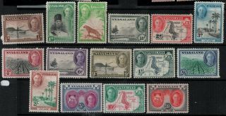 Nyassaland 1945 Sc 68 - 81 Mint/mnh Scv $97.  00 Set