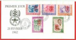 Guinee Semi - Postal Red Overprint Malaria Mosquito Set On Fdc Cover