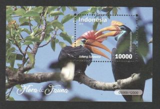 Indonesia 2018 Flora & Fauna Hornbill Bird Souvenir Sheet Of 1 Stamp In Mnh