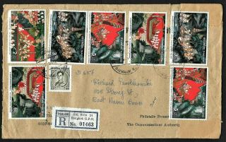 Thailand Registered Airmail Cover With Story Of Buddha Stamps Set To Usa 1978