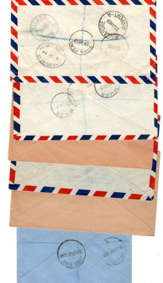 1950 - 59 Malaya/Johore to GB (4) / USA (1) / Sarawak (1) Airmail Covers x 6. 2