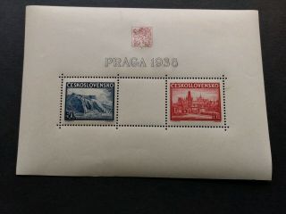 Czechoslvakia - Souvenir Sheet Of 2 Stamps Vysehrad Castle Issue 1938 Sc.  251