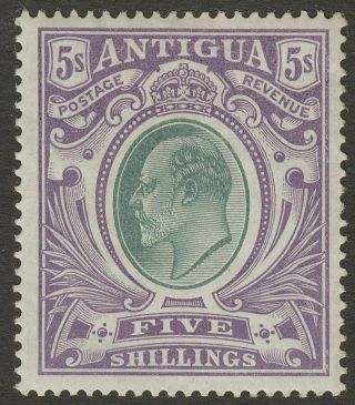 Antigua 1907 Kevii 5sh Grey - Green And Violet Chalky Sg40a Cat £190