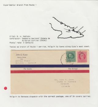 First Flight Holguin - Baracoa,  1931 (cncac,  54 Covers Flown) Edifil N27var