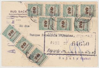 Germ.  Dr 1923 (2.  12) Comm.  Pc Leipzig To Turkey 10xmi 329 B (rouletted) Corr.  200 Mrd.