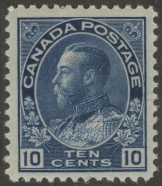 Canada 117a 1922 10c Blue Dry Printing Kgv Admiral Vf Mnh Cv $210