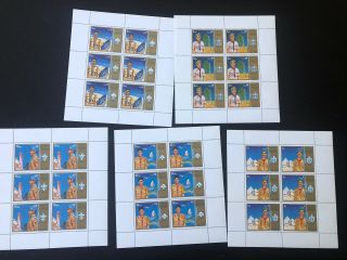 Trucial Sharjah Mnh Gold & Silver Stamp Set In 10 Complete Sheets - Scouts