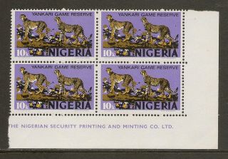 Nigeria 1973 Sg 344 Yankari Game Reserve Cheetahs Block Of 4 Umm Mnh Og