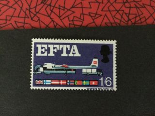 1967 Efta 1/6 Value Gb Stamp.  Brown Ink Missing.  Error.  Fine Unmounted.
