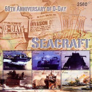 Wwii Seacraft 60th Anniversary Of D - Day Warship Stamp Sheet (u - Boat/lca/lci)