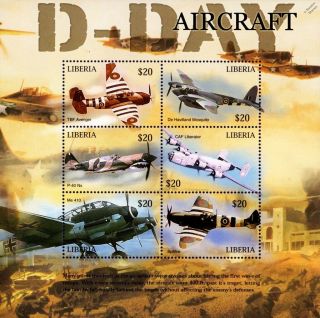 Wwii 60th Anniversary Of D - Day Aircraft (raf Spitfire) Stamp Sheet/2004 Liberia