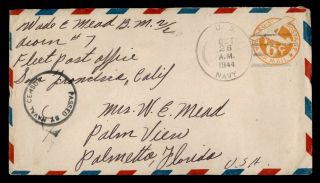 Dr Who 1944 Navy Acorn 7 Airmail To Usa Wwii Censored E52091