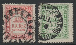 Venezuela 1869 St.  Thomas La Guaira Local,  Ship Post,  Mi.  1 - 2,  Perf.  121/2,