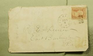 Dr Who 1860s East Haddam Ct Fancy Cancel Grill To East Barlington Pa E51957