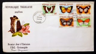 Togo 1982 Butterflies Fdc Signed By Artist Brian Hargreaves Bm747