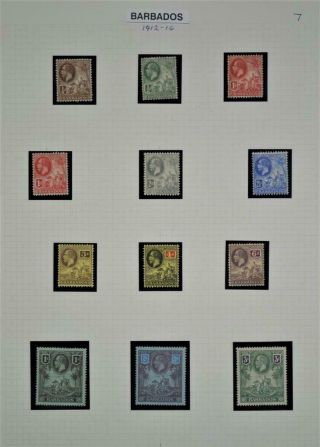 Barbados Stamps 1912 - 16 Set Of 12 To 3/ - H/m (y128)