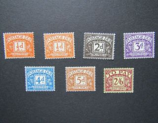 1954 - 55 Gb - Postage Due Set 1/2d (2 X Shades) To 2/6d Mvlh To Mh - Sg D40 - D45